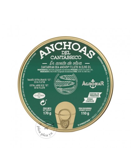 Cantabrian Anchovies in Olive Oil "00" 20-24 fillets Agromar